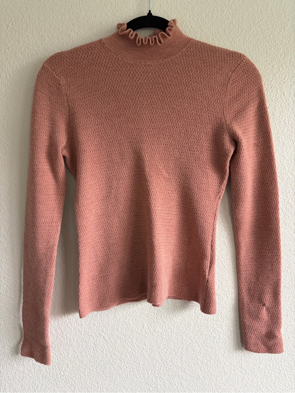Rebecca Taylor Ruffled Mock Neck Long Sleeve Top - Blush Pink